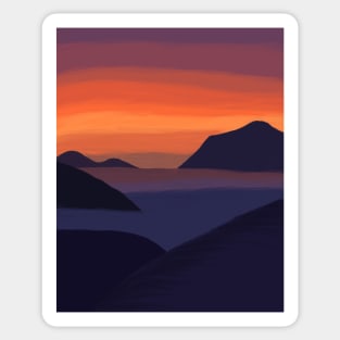 Sunset Sky Colors with Dark Mountains Sticker